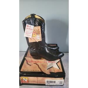 Texas Brand Boots Men’s 10.5 D Black Western Cowboy Boots USA Made NOS Style...